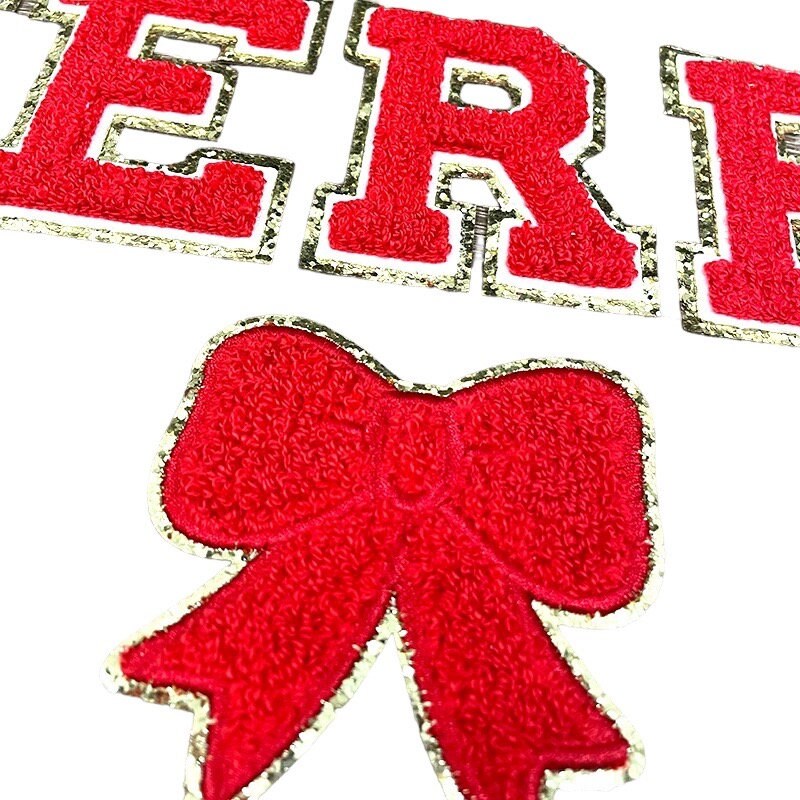 MERRY Chenille Letter Set with Chenille Bow Patch